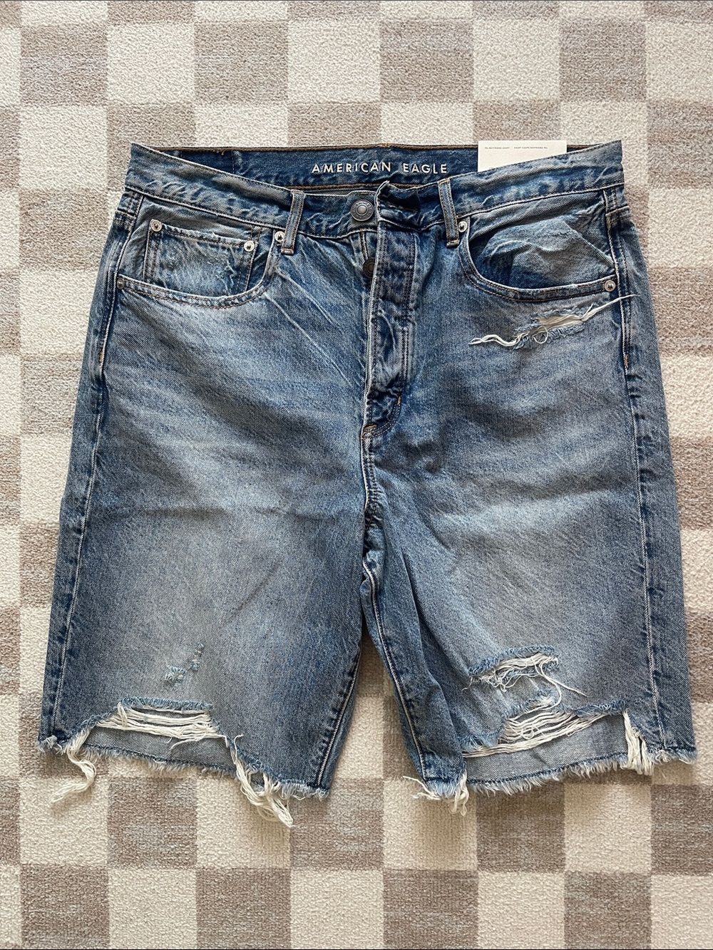 American Eagle Outfitters Faded Blue Distressed Denim Cutoffs